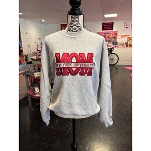 NYU MOM Embroidered Red + Gray L/S Crewneck Sweatshirt - Sm
